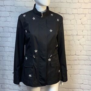 INC International Concepts Black Lightweight Anorak Zip  Star Jewel Jacket S